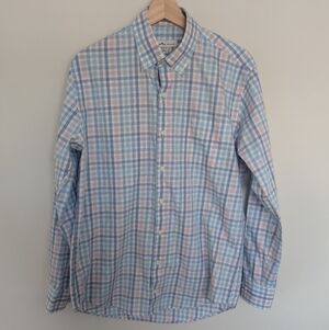 Peter Millar Shirt Men's Medium Multicolor Gingham Pattern Spring Easter